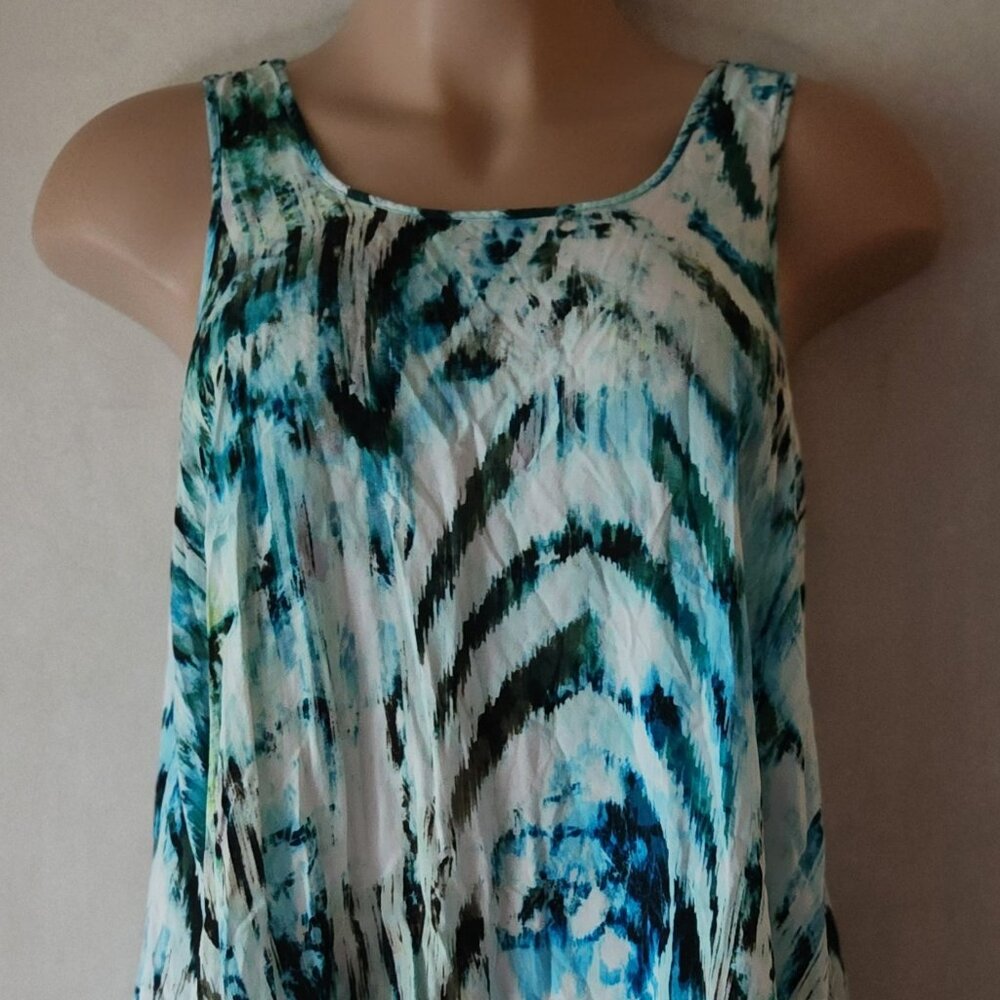 a.n.a. tank sz 1X white blue tie dye lightweight